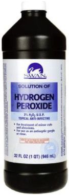 Una botella de peróxido de hidrógeno.