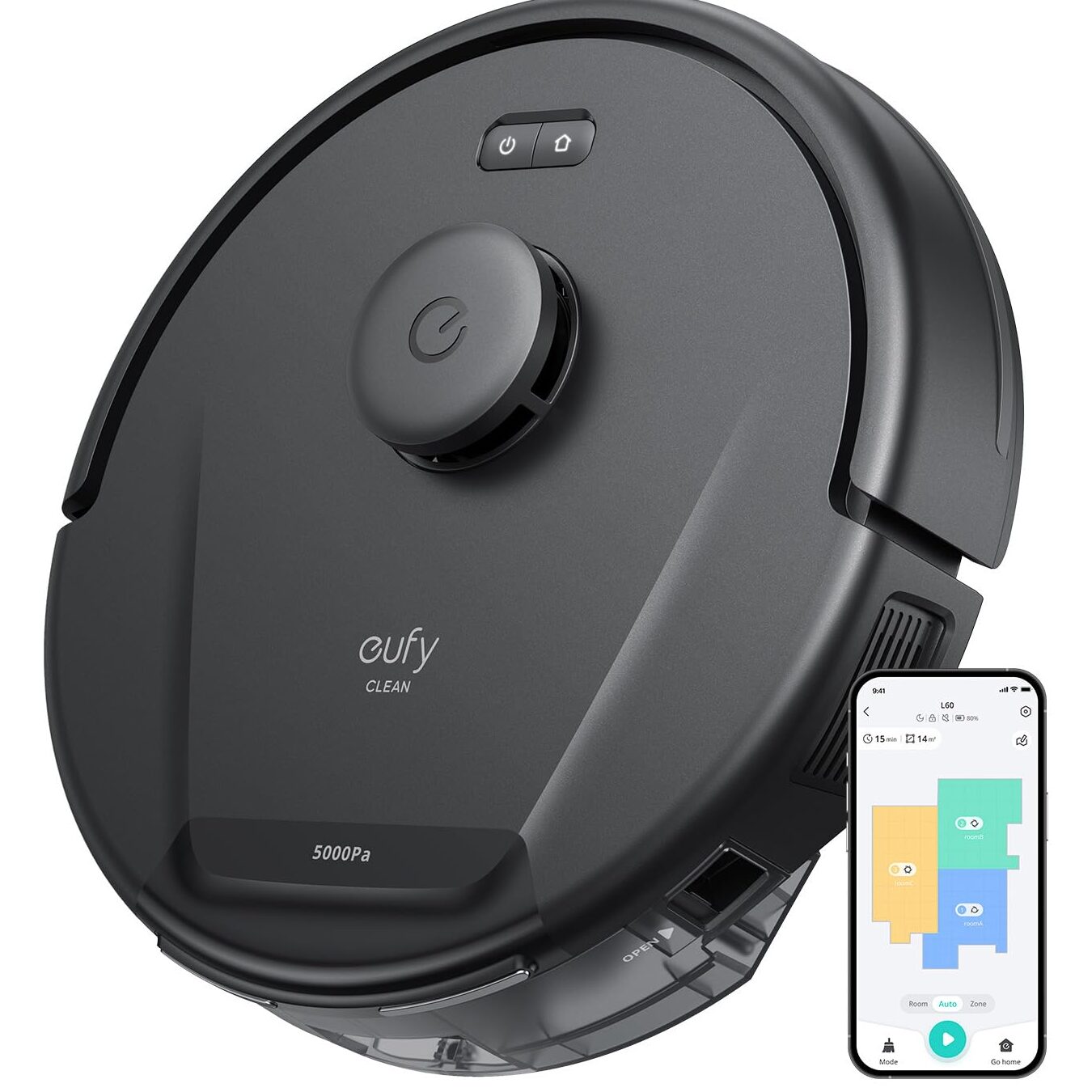 Robot aspirador eufy L60, succión ultrafuerte de 5.000 Pa, navegación láser iPath, para limpieza profunda de suelos, ideal para cabello, suelos duros