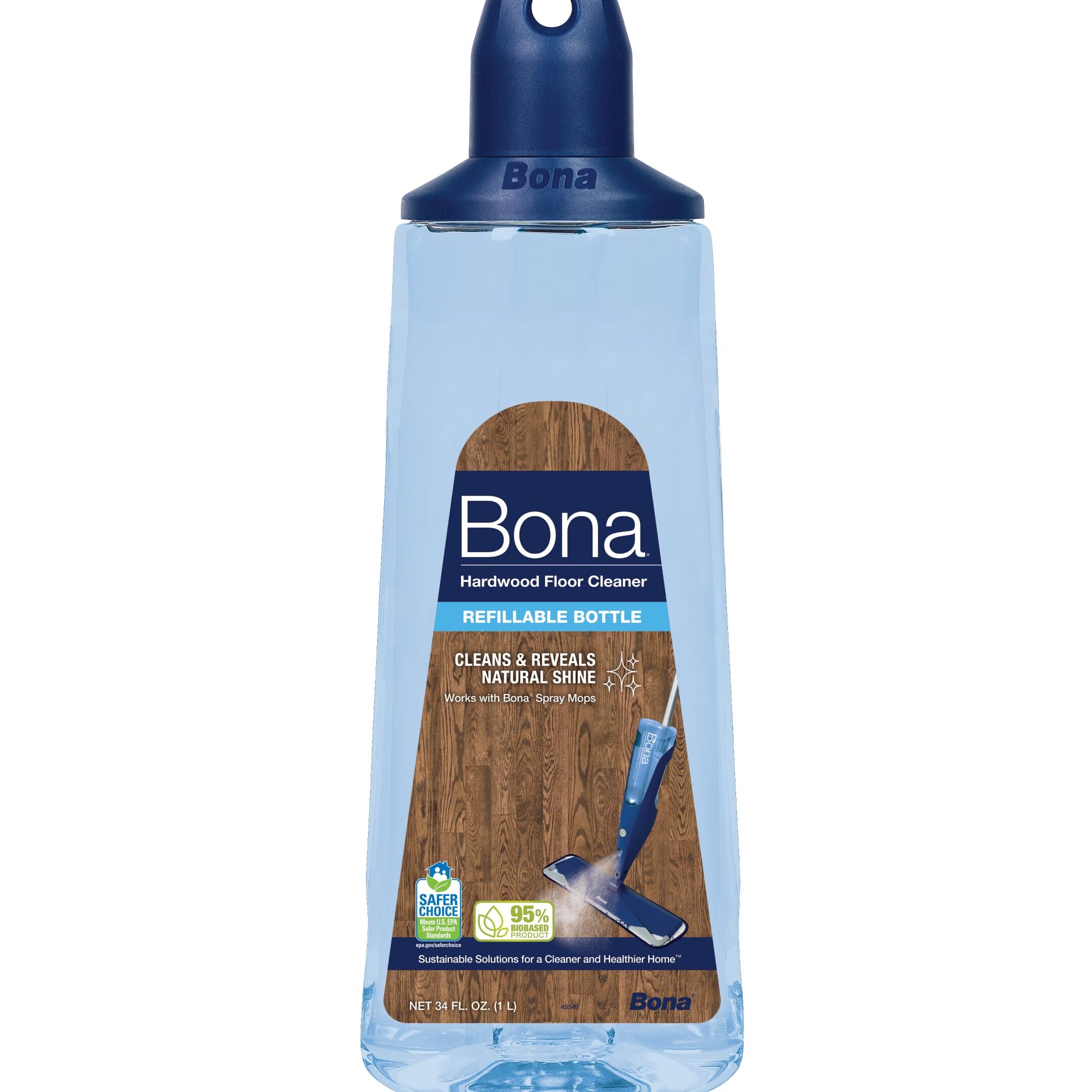 ¿Por qué mi mopa Bona no rocía? (Resuelto) Cartucho de trapeador en aerosol limpiador para pisos de madera dura Bona - 34 onzas líquidas - Sin perfume - Recargable - Solución de limpieza de pisos sin residuos para trapeadores en aerosol Bona para...